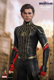 Hot Toys Spider Man No Way Home Spider Man Black Gold Suit 1 6th Scale Collectible Figure In 2021 Marvel Spiderman Art Gold Suit Spiderman