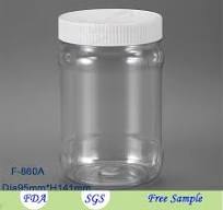 860ml Wide Mouth Clear PET Jars for Food Powder Supplement ...