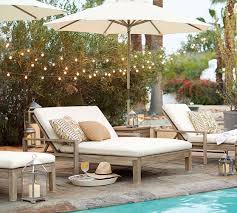 The patio is a place to be creative and have a little fun. Indio Double Outdoor Chaise Lounge Pottery Barn