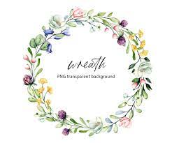 Wreath Watercolor Flowers Clipart Frame With Bouquets Wildflowers Watercolor Painting Png Tran Watercolor Flowers Wreath Watercolor Watercolor Flower Wreath