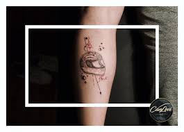 Linework Motor Helmet Tattoo