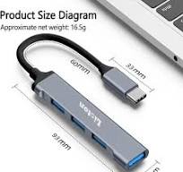 ‫موزع USB C متعدد المنافذ، محول USB من نوع محطة الإرساء بـ 4 منافذ، 1 موزع  USB 3.0 و3 منافذ USB 2.0 لأجهزة Macbook Pro/Air وPS4 وأجهزة الكمبيوتر ...‬‎