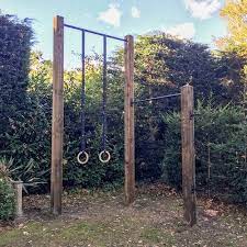 Garden High Bar And Pull Up Bar Installation 12ft For Gymnastic Rings Incite Fitness In 2020 Outdoor Pull Up Bar Pull Up Bar Diy Pull Up Bar
