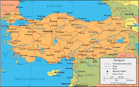 Carte de la turquie montre frontière internationale, les limites des provinces avec leurs capitales. Plan Et Carte De La Turquie En Europe