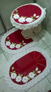 Modelo Branco E Vermelho Casa De Croche Jogo Banheiro Croche Grafico Jogos De Banheiro Croche