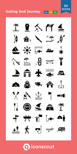 Outing And Journey Icon Pack 50 Glyph Icons
