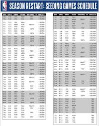 Full schedule for the 2020 season including full list of matchups, dates and time, tv and ticket information. Arash Markazi On Twitter The Nba S Complete Game Schedule And National Television Schedules For Tnt Espn Abc And Nba Tv For The Seeding Games Which Will Be Played July 30 Aug