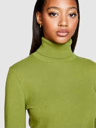 Lime green turtleneck womens top