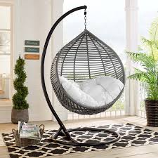 Lexmodgarner Teardrop Outdoor Patio Swing Chair In Gray White Dailymail