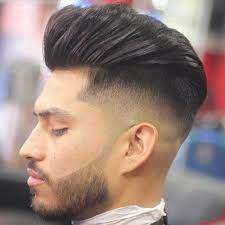 Pompadour With Mid Fade And Beard Mohawk Hairstyles Men Shaved Side Hairstyles Hairstyles Haircuts