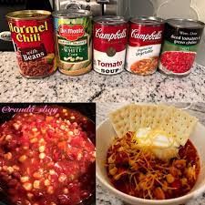 5 Can Soup Hormel Chili W Beans Whole Kernel Sweet White Corn Tomato Soup Vegetable Soup You Can Use W Or W Hormel Recipes Chili Dinner Can Soup Recipe