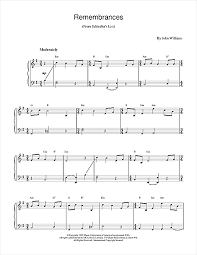 This is the free schindler's list theme sheet music first page. John Williams Remembrances From Schindler S List Sheet Music Pdf Notes Chords Film Tv Score Piano Solo Download Printable Sku 17121