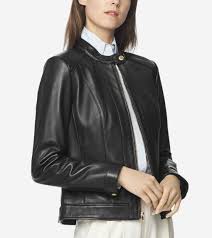Womens Smooth Lambskin Leather Jacket In Black Cole Haan Us