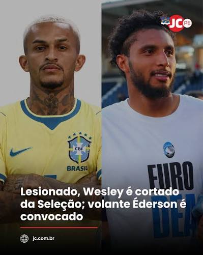Wesley está fora da Copa do Mundo de 2026. O lateral-direito da Roma sofreu uma lesão na perna esquerda e foi cortado da Seleção Brasileira. Para a vaga, Carlo Ancelotti convocou o