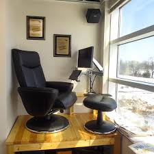 Recliner Workstation Taking Advantage Of A Small Alcove In The Corner Of My Office Home Office Design Office Interior Design Furniture Design