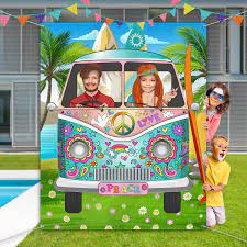 5 out of 5 stars. 60 S Theme Party Decorations Hippie Bus Photo Prop Large Fabric Hippie Bus Backdrop Photo Door Banner Background Funny Groovy Games Supplies For 60 S And 70 S Theme Party Supplies 59 X 47 2 Inch