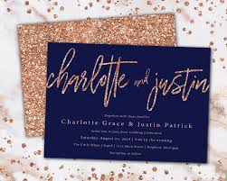 Rose Gold And Navy Wedding Invitations Printable Wedding Etsy Navy Wedding Invitations Wedding Invitations Printable Templates Printable Wedding Invitations