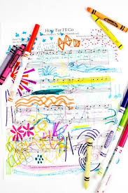 Easy And Colorful Sheet Music Art Sheet Music Art Music Crafts Kids Art Projects