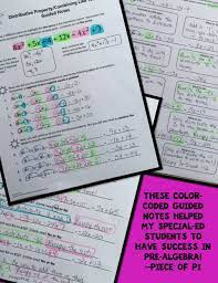 Distributive Property And Combining Like Terms Color Coded Guided Notes Have Worked Beautifully For My S Combining Like Terms Like Terms Distributive Property