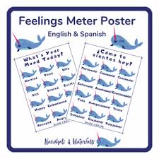 Narwhal Feelings Chart English Spanish