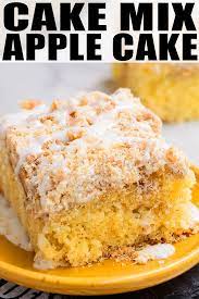 Easy Apple Cake With Cake Mix Recipe Includes A Crumble Topping Crumb Toping And Sugar Glaz Cake Mix Recipes Apple Cake Recipe Easy Boxed Cake Mixes Recipes