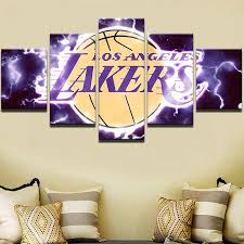 Los Angeles Lakers Canvas Print Five Piece Wall Art Home Decor Basketball Wall Art Canvas Art Wall Decor Customized Canvas Art