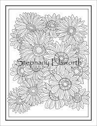 Daisy Flower Instant Download Printable Pdf Coloring Page Art Food And Travels Flower Coloring Pages Coloring Pages Simple Flower Drawing