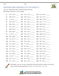 Learn about decimals and decimals place value with the following examples and interactive exercises. Subtracting Decimals Worksheet