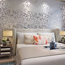 Tips For Using Shiny Wallpaper In Interior Design Lovetoknow Grey Wallpaper Master Bedroom Accent Walls In Living Room Master Bedroom Wallpaper