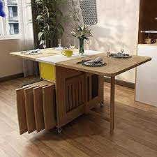 Constructed of solid wood in warm antique walnut finish. Buy Shozafia Foldable Kitchen Table Rolling Wood Folding Dining Table Chairs Not Included On Wheels For Small Spaces Space Saving Dining Set Online In Indonesia B08k7m1v72