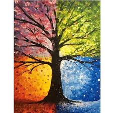 5d Diy Diamond Painting The Tree With Four Seasons Tree Embroidery Diamond Cross Stitch Kit Full Squ Seasons Art Simple Acrylic Paintings Painting Art Projects