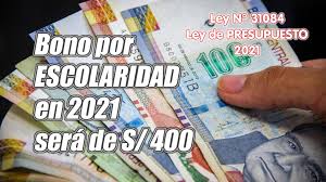 A continuación recopilamos los principales bonos que entrega el gobierno de chile en 2021: Bonificacion Por Escolaridad En 2021 Sera De S 400 Segun La Ley N 31084 Ley De Presupuesto Del Sector Publico Para El Ano Fiscal 2021 Repositorio De Educacion