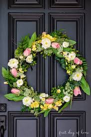 Snowberries, succulents, ivory garden rose, peach garden rose, lamb's ear wrap the twine around the stems slightly covering the edge of the birch bark. How To Get The Best Looking Spring Wreath For A Front Door Tips Tricks