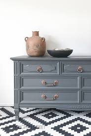 How To Paint A Dresser With Chalk Paint Painted Dresser Inspiration Copper Hardware Grey Painted Furniture Painting Wood Furniture Painted Bedroom Furniture