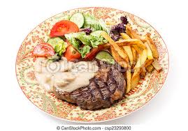 3 tablespoons coarsely chopped fresh thyme leaves; Ribeye Steak Dinner Plate Grilled Rib Eye Beef Steak Served With Mushroom Sauce Salad And Potato Chips Canstock