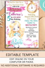 Alice In Wonderland Invitation Alice Invitations Alice In Etsy In 2020 Tea Party Invitations Alice In Wonderland Invitations Party Invite Template