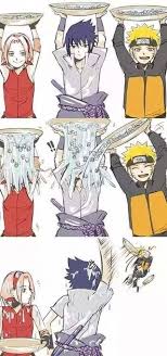 Anime Fan Art Naruto Naruto Uzumaki Sakura Haruno Sasuke Uchiha Als Ice Bucket Challenge Naruto Shippuden Anime Funny Naruto Memes Naruto And Sasuke