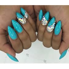 Buy with confidence online or. Acrylic Nails Beauty Blue And Diamonds Image 3609903 On Favim Com