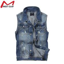 Hommes sans manches déchiré veste en jeans brut bords jeans gilet gilet gilet. Homme Veste Jeans Sans Manche Vintage Denim Gilet En Jean Veste Dechire Veste Tops