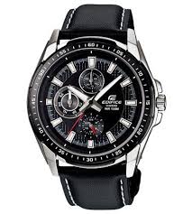 Casio Men S Edifice Ef336l 1a1v Black Leather Quartz Watch With Black Dial Casio Watches For Men Mens Watches Black Casio