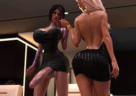 2futas 3d 3dx back balls big breasts big penis bimbo bimbo  futanari bimbo lips black dress black hair blonde hair bob cut dat ass  dickgirl dress full-package futanari futa