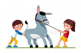  Girl Pulling Donkey On Reins And Boy Pushing It Stock Vector Sponsored Donkey Reins Girl Pulli Cartoon Kids Preschool Kids Vector Art Illustration