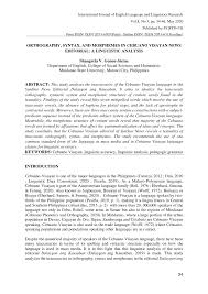 Pdf Orthography Syntax And Morphemes In Cebuano Visayan News Editorial A Linguistic Analysis