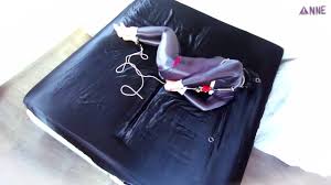 Selfbondage hogtie witih ice lock release shiny crossdress