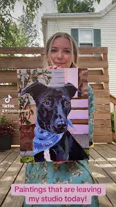 Wishing good luck babe to these paintings heading home today! Friendly  reminder that commissions are open! #artistsoftiktok #acrylicpainting  #petportrait #artforsalebyartist