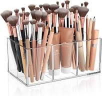 HIIMIEI Clear Makeup Brush Holder Organizer Acrylic 6-Slots Cosmetic  Brushes Storage Organizer for Vanity Countertop
