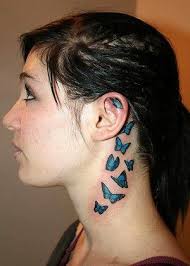 Neck Tattoo Designs For Women Girl Neck Tattoos Neck Tattoos Women Blue Butterfly Tattoo