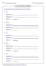 Solve word problems where you either need to find the gcf or lcm. Least Common Multiple Worksheets Common Multiples Least Common Multiple Gcf And Lcm Worksheets