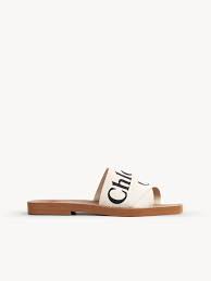 Woody Flat Mule In Canvas Chloe Ae