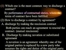 Once you have completed the painting of my house, you have discharged your obligation to the contract by performance; Discharge Of Contract Ppt Download